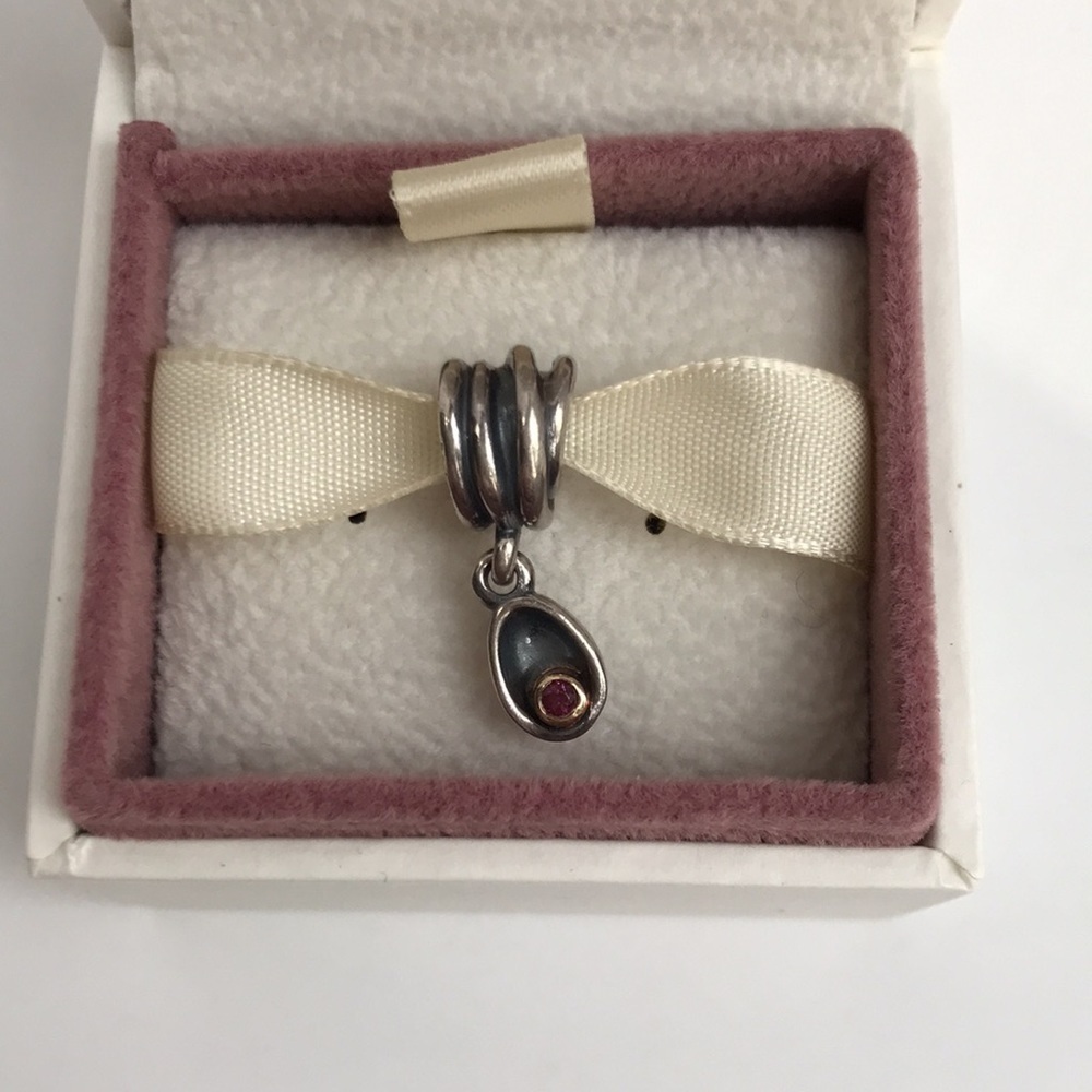 Pandora Genesis 790447RHG Retired 925 14K Rhodolite Garnet Infinity Dangle Charm